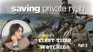 Girlfriend watches Saving Private Ryan for the first time Reaction  part 2 [upl. by Adelheid55]