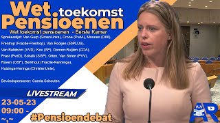 Terugkijken Wet toekomst pensioenen WTP  Pensioendebat Eerste Kamer Beantw Carola Schouten [upl. by Biddy715]