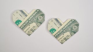 Easy MONEY HEART  Dollar Origami for Valentines Day  Tutorial DIY by NProkuda [upl. by Eelrahs]