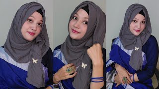 How to Style Hijab with Saree 2023 Tahmina Shova 💝💝 [upl. by Enneirdna]