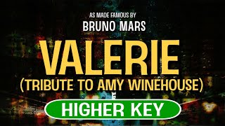 Valerie Tribute to Amy Winehouse Karaoke Higher Key  Bruno Mars [upl. by Nagyam]