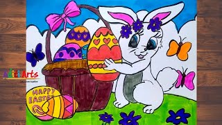 Easter Drawing  Easter Bunny Drawing  Easter Egg Drawing  Egg Drawing for Kids  Aditi Arts [upl. by Assirk]