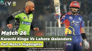 Lahore Qalandars Vs Karachi Kings  Full Match Highlights  Match 26  HBL PSL 5  2020 [upl. by Fonz]