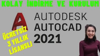 AUTOCAD 2021 ÜCRETSİZ ÖĞRENCİ SÜRÜMÜ İNDİRME VE KURULUM YAPMA AutoCAD YüklemeFree Autocad Download [upl. by Ikiv]