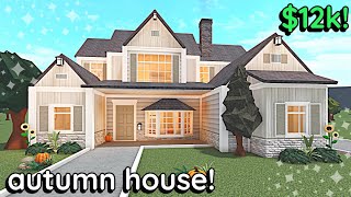 12k Fall Bloxburg Roleplay House Build 2 Story Exterior Tutorial [upl. by Ssilb]