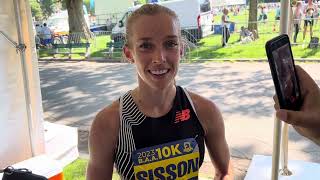 Emily Sisson after 4th in hot conditions at 2023 BAA 10K [upl. by Llenrep820]