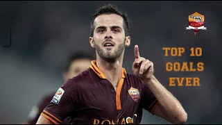 Miralem Pjanic  Top 10 Goals ever HD [upl. by Auqeenahs]