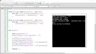 Encrypt and Decrypt Password with Key in C Programming [upl. by Akemot]