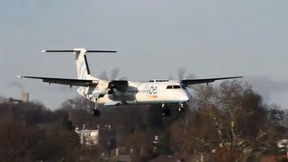 Flybe Bombardier Dash 8Q402 landing and taxi at airport BernBelp HD [upl. by Arezzini]