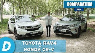 Comparativa SUV Toyota RAV4 Hybrid 2019 vs Honda CRV Hybrid 2019  Diariomotor [upl. by Eeluj373]