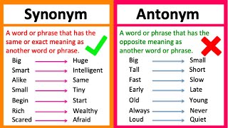 SYNONYM vs ANTONYM 🤔  Whats the difference  Learn with examples [upl. by Hgiellek]