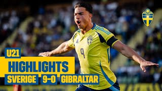 Highlights U21  Sverige – Gibraltar 9–0  Storseger i EMkvalet [upl. by Anirt386]