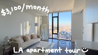 3100month LA apartment tour highrise sky spa movie lounge pool gym simple amp minimal [upl. by Adena]