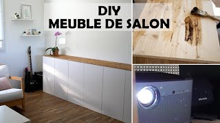 Un meuble de SALON avec 3 meubles de CUISINE IKEA  teinture Marc de café  avis vidéoprojecteur [upl. by Biddle125]