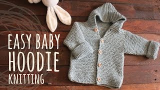 Tutorial Easy Baby Knitting Hoodie Cardigan [upl. by Aldas]