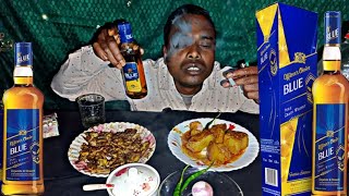 MUKBANG 🥃OFFICE CHOICE BLUE🥃 WHISKY🥃 amp MASALA PORK FISH 🐠 FRY AND KING CHILLI GOLD FLAKE EATING [upl. by Chlori458]