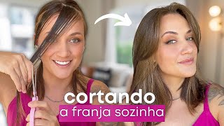 COMO CORTAR FRANJA CURTAIN BANGS SOZINHA  Jeito mais fácil de cortar a franja da moda [upl. by Wolsniw]