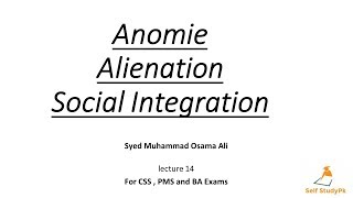 Anomie alienationsocial disintegration [upl. by Waylon]