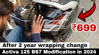 Activa 125 Full Wrapping 2024  Cheapest Modification amp wrapping on Activa 125 [upl. by Lanae264]