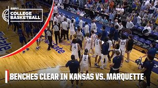 BENCHES CLEAR in Kansas vs Marquette 😤  ESPN College Basketball [upl. by Anoyk]