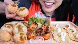 PANI PURI  TANDORI SHRIMP ASMR EATING SOUNDS LIGHT WHISPERS  SASASMR [upl. by Kreis]