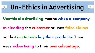 No35  Unethical Advertising  Meaning  Types  with example [upl. by Ikkim954]