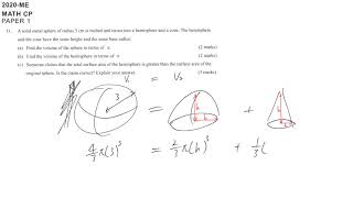 DSE maths Canotta Mock 2020 11 area and volume [upl. by Airbma]