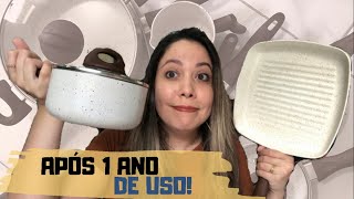 RESENHA PANELAS BRINOX CERAMIC LIFE SMART VANILLA APÓS UM ANO DE USO [upl. by Pirri]