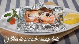 Filete de pescado empapelado con pulpo y camarones Técnica de papillote Rápido y Fácil de hacer [upl. by Toshiko]