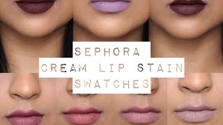 NEW 2017 SEPHORA CREAM LIPSTAIN LIP SWATCHES BROWN GIRL EDITION [upl. by Tedmann]