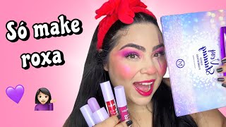 MAKE SÓ COM PRODUTOS COM A EMBALAGEM ROXA 💜  Dourada de férias 🏖️ [upl. by Adnauqahs]