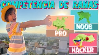 NOOB vs PRO vs HACKER Construyo RANAS de Papel [upl. by Nikolos]