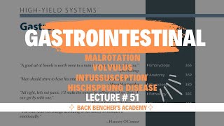 Malrotation Volvulus Intussusception Hischsprung disease  Gastrointestinal 51  First Aid USMLE [upl. by Nealey]