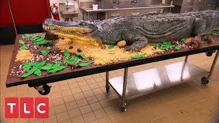 Making a 14Foot Alligator Cake  Cake Boss [upl. by Rolland]