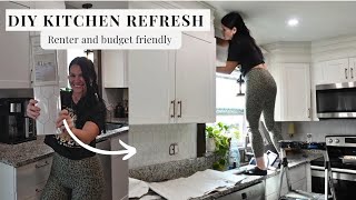 Small kitchen refresh Diy budget friendly amp renter friendly home update [upl. by Yeldarb]