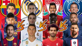 Real Madrid 2009 VS Barcelona 2014 VS Liverpool 2022 VS PSG 2023 😮🔥 ULTİMATE Comparison 💪 [upl. by Ybrik]