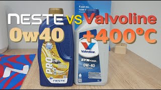 Neste Pro 0w40 vs Valvolin Synpower 0w40 тест прожарки до 400°C [upl. by Ahsiliw]