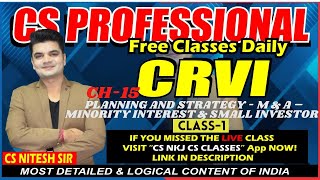 Ch 15 amp 16  Minority interest  Banking amp NBFC aspect   CRVI CS PROF  CS NKJ CLASSES [upl. by Bondie]