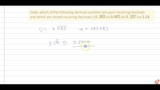 Pure recurring decimal and mixed recurring decimal [upl. by Anaytat823]