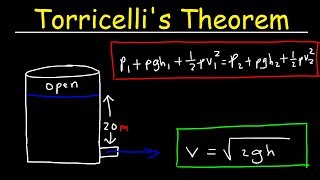 Torricellis Theorem amp Speed of Efflux Bernoullis Principle Fluid Mechanics  Physics Problems [upl. by Aicelaf]