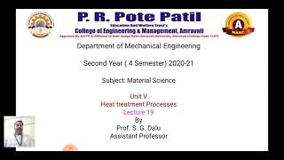 Unit 5 Lecture 19 Martempering amp Patenting heat treatment process [upl. by Aelam]