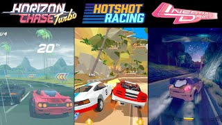 HORIZON CHASE TURBO vs HOTSHOT RACING vs INERTIAL DRIFT Retro Racing Games 4K [upl. by Chuu500]