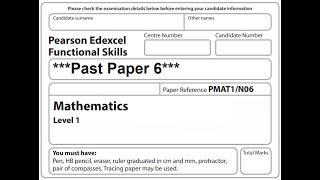 Functional Skills Maths L1 Past Paper 6 Pearson Edexcel [upl. by Northington]