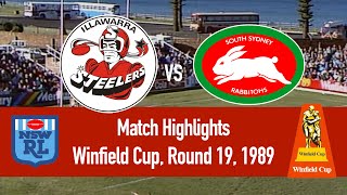 Illawarra Steelers vs South Sydney Rabbitohs  1989 Round 19  HIGHLIGHTS [upl. by Flodnar]