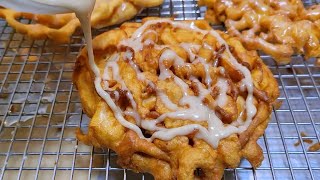 GLAZED Funnel Cake is AMAZING How to make FUNNEL CAKE [upl. by Llenrahs]