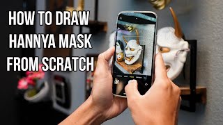 HOW TO DRAW A HANNYA MASK FROM SCRATCH [upl. by Antonella72]