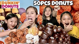 50 PCS DONUTS  1 BUCKET OF DUNKIN DONUTS  Giveaway [upl. by Aoniak584]