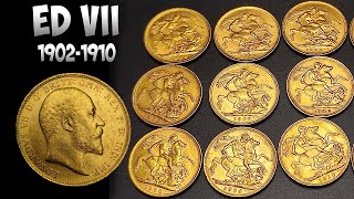 Full Set Of Bullion Gold Sovereigns Edward VII [upl. by Popper814]