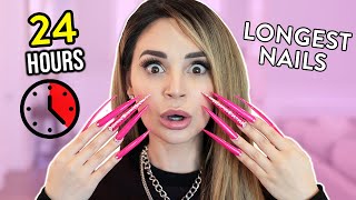 WEARING SUPER LONG ACRYLIC NAILS For 24 Hours Challenge [upl. by Entroc]