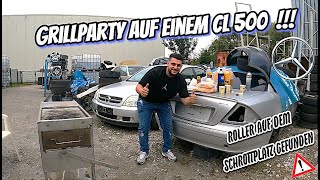 Grillen auf dem Mercedes Schrottplatz  Alten Yamaha Roller Gefunden  scooter mercedes cl500 [upl. by Ydne529]